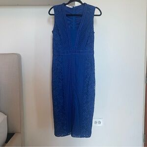 MANGO Elegant Blue Lace Dress